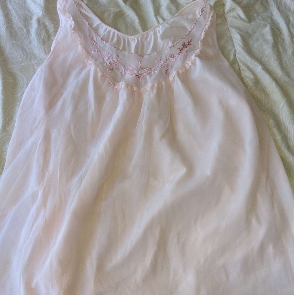 Vtg Sears Charmode pink layered babydoll Large
